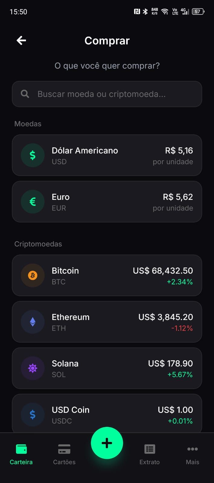 Compra de criptomoedas
